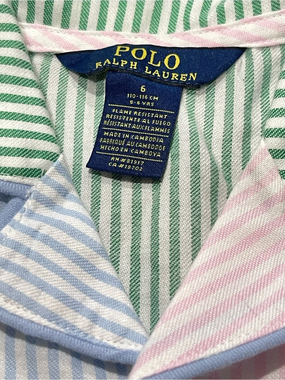 Polo Ralph Lauren Striped Pajama Set NWT Kid’s Size 6 Blue,green,pink